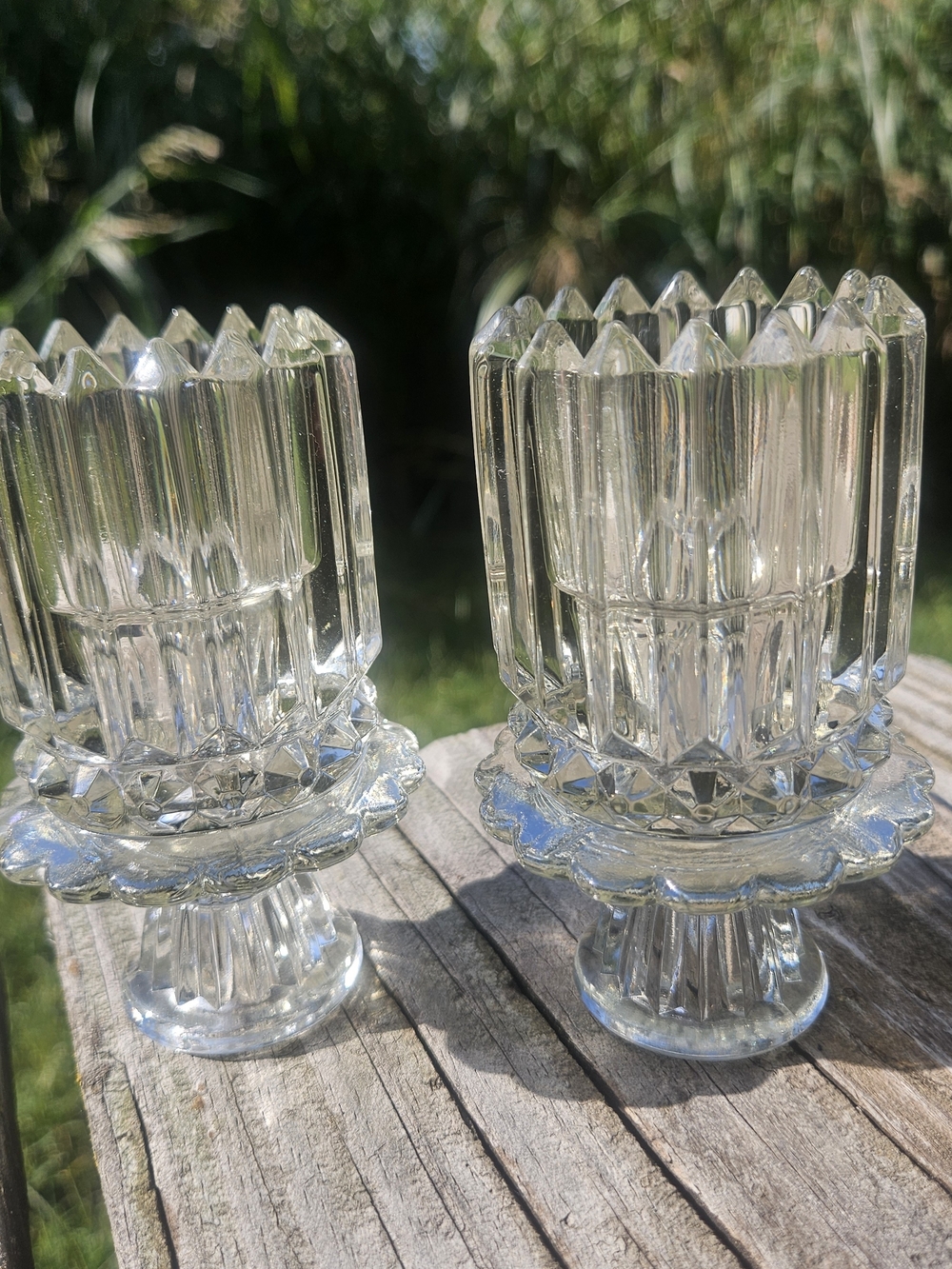 Clear Glass Pedestal Votive Holders - Pair